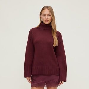 Dynamite Evy Turtleneck Sweater Burgundy